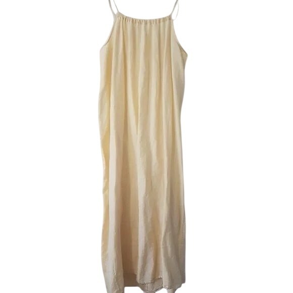 Beacon Cove 100% Linen Sleeveless Maxi Dress Beach Resort Yellow Medium g1 - Picture 1 of 7